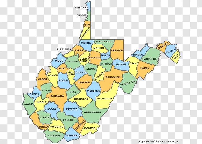 Brooke County, West Virginia Ohio Wyoming Boone Fayette - Ecoregion - Map Transparent PNG