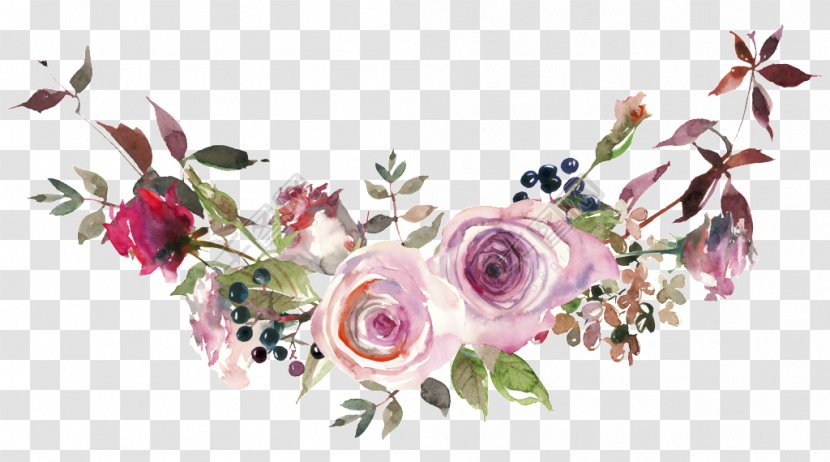 Flower Bouquet Watercolor Painting Floral Design Rose - Arc Ornament Transparent PNG