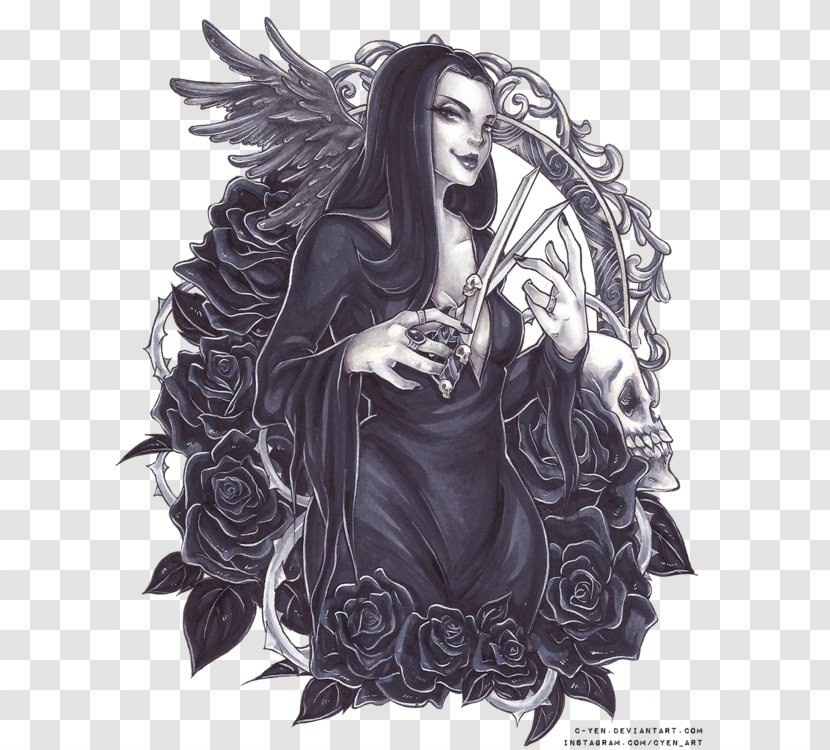 Morticia Addams Wednesday Gomez Art Drawing - Fictional Character Transparent PNG