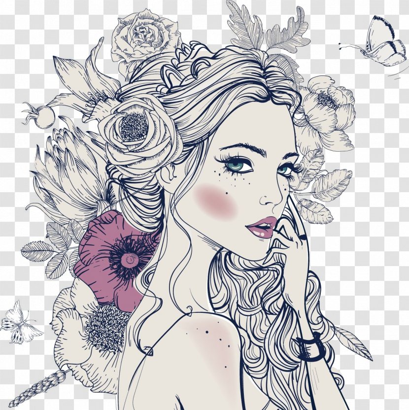 Portrait Stock Photography Royalty-free - Watercolor - Woman Flower Transparent PNG