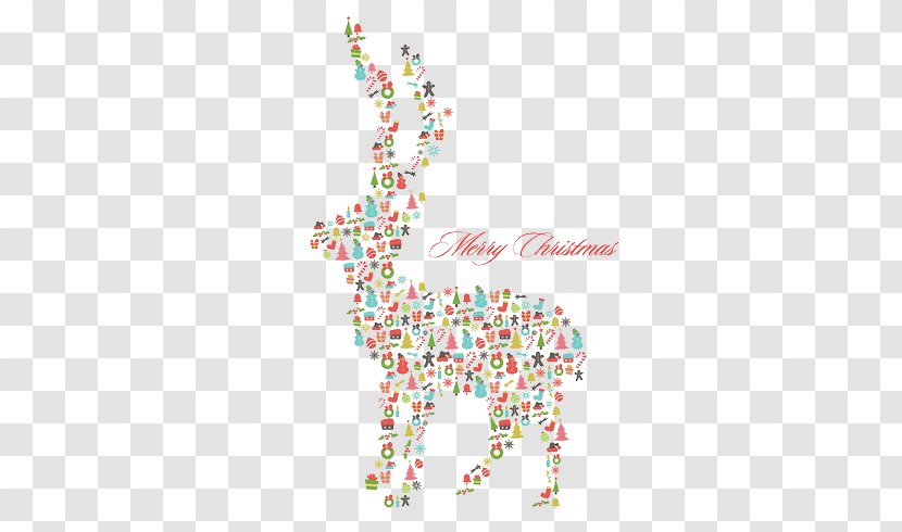 Reindeer Christmas Illustration - Pink - Retro Transparent PNG