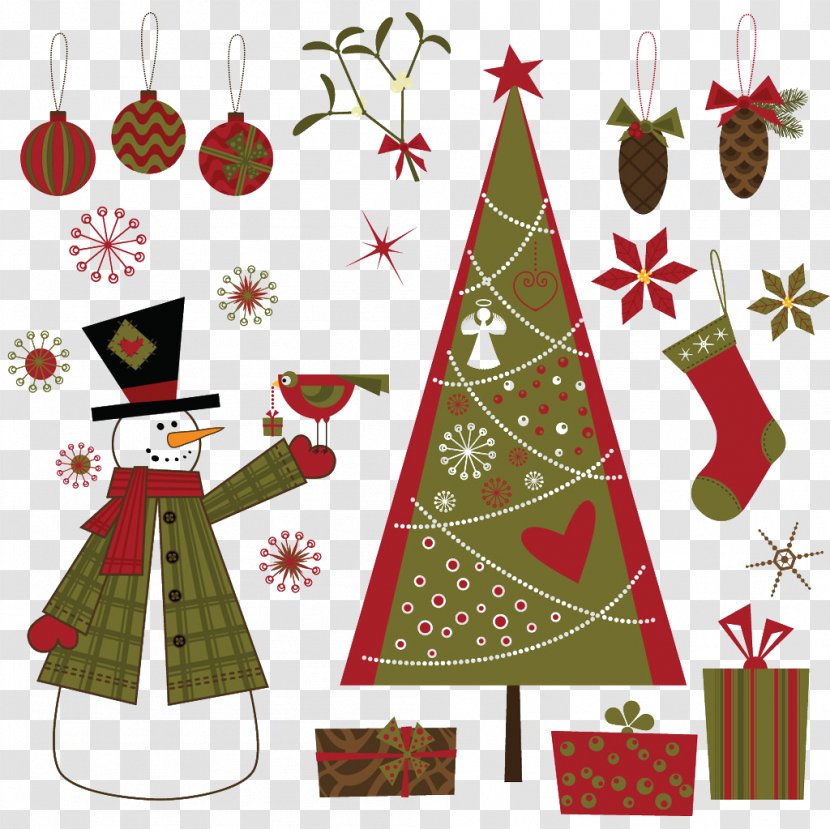 Santa Claus Christmas Ornament Tree - Vector Material Transparent PNG