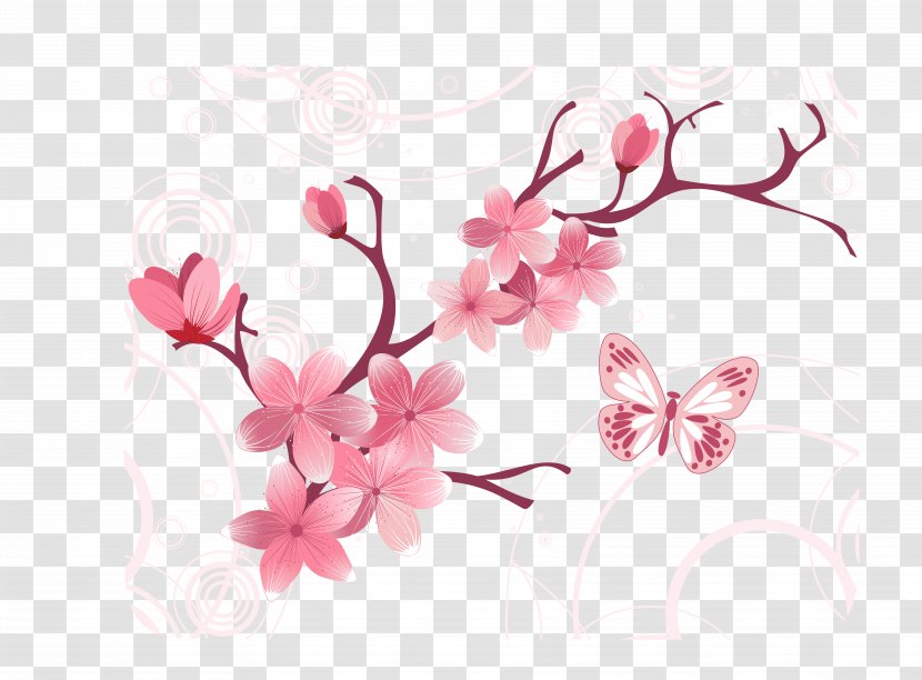 Cherry Blossom Cerasus Computer File - Flower - Vector Tree Branches Flowers Transparent PNG