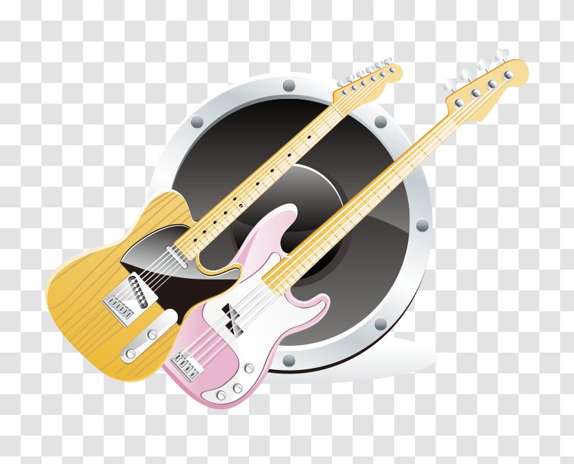 Acoustic Guitar Musical Note - Frame - Vector Cartoon Transparent PNG