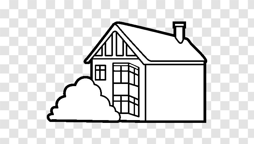 Drawing Coloring Book House Painting - Black And White - Modern Sckech Transparent PNG