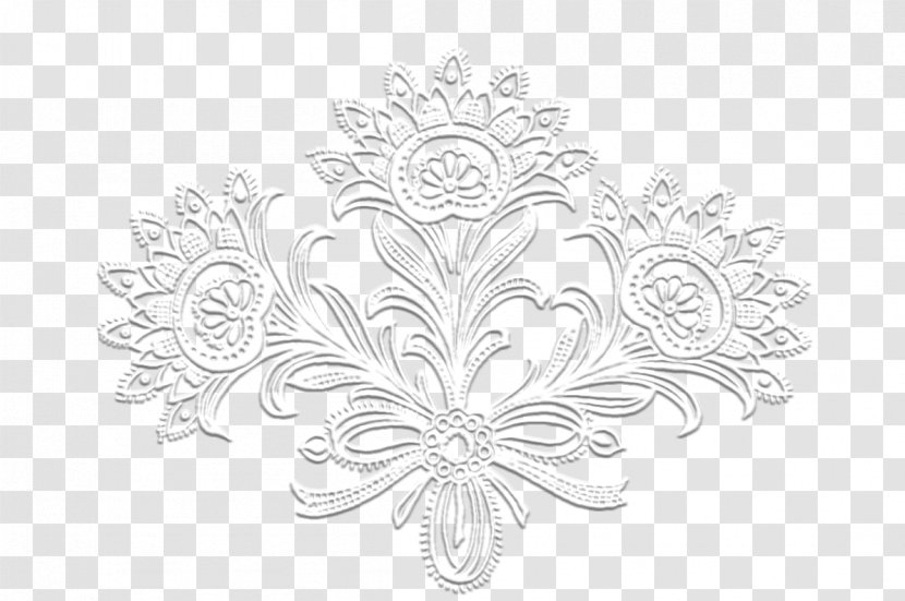 White Symmetry Floral Design Line Pattern - Monochrome Photography Transparent PNG