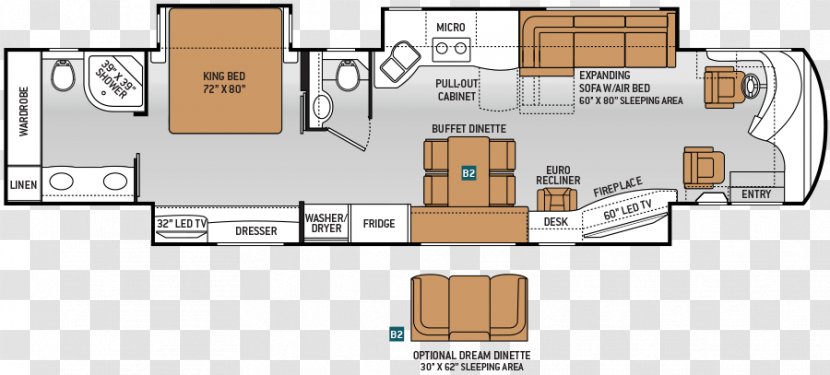 Campervans GMC Motorhome Floor Plan Vehicle - Thor Industries - Battery Furnace Transparent PNG