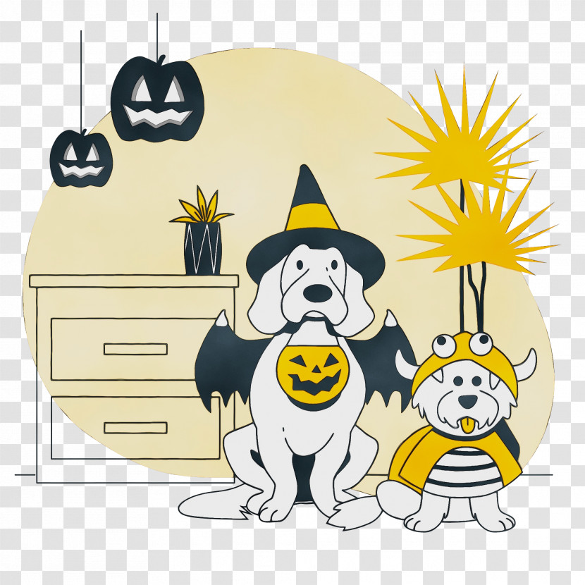 Dog Puppy Cartoon Yellow Flower Transparent PNG