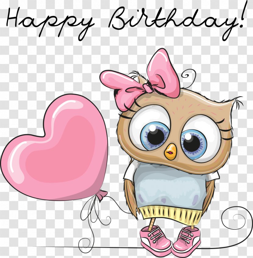 Owl Cartoon Illustration - Watercolor - Vector Owls And Balloons Transparent PNG