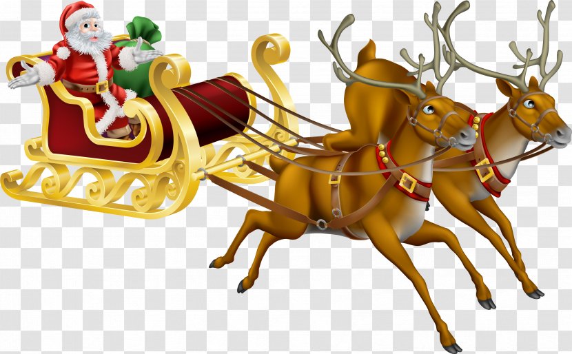 Rudolph Santa Claus Reindeer Christmas - Deer - Sleigh Transparent PNG