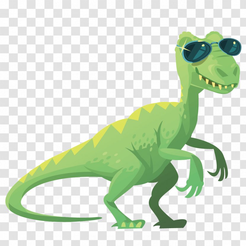 Cartoon Photography Royalty-free Illustration - Velociraptor - Dinosaur Wearing Sunglasses Transparent PNG