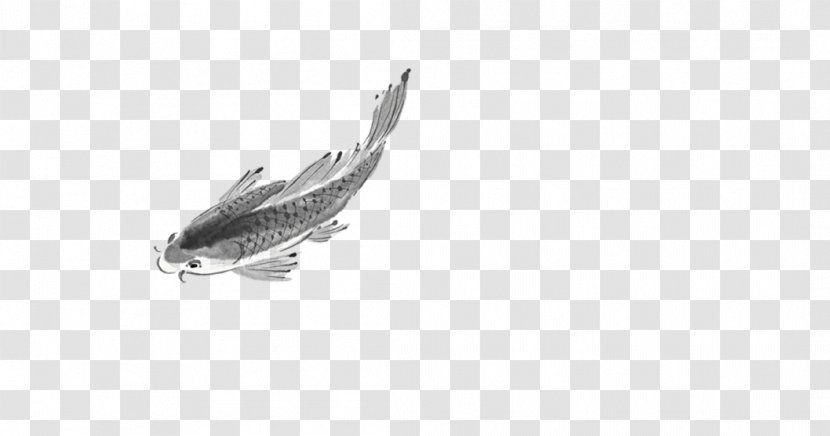 Bird Graphic Design Black And White - Ink Wash Painting - Fish Transparent PNG