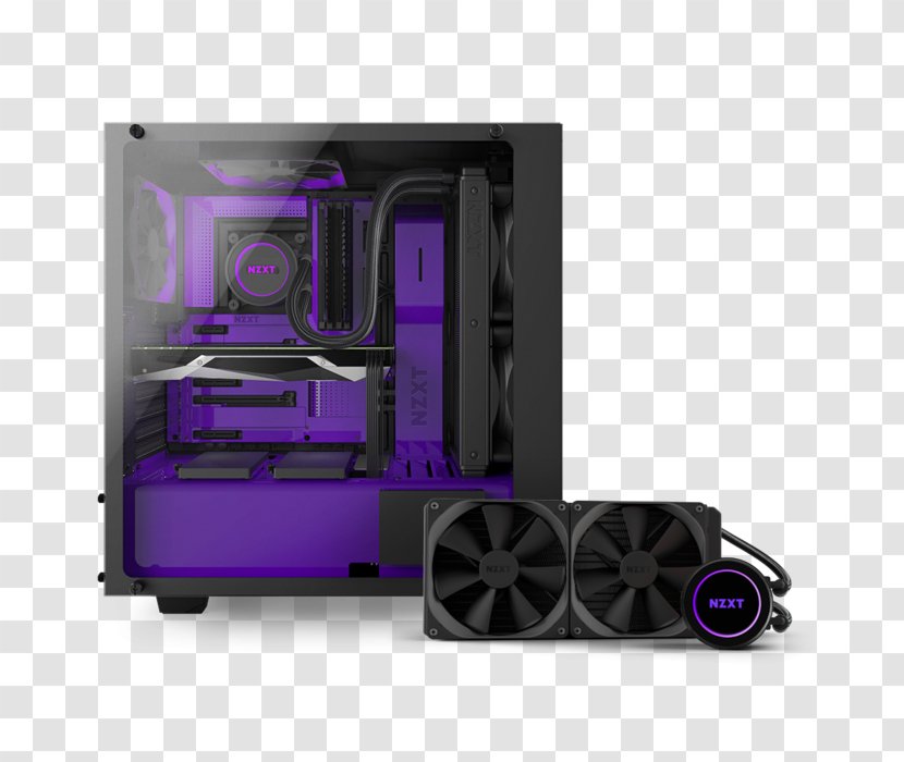 Computer Cases & Housings NZXT Elite Case S340 Mid Tower ATX - Nzxt 450 Noctis - Purple Pc Coolant Transparent PNG