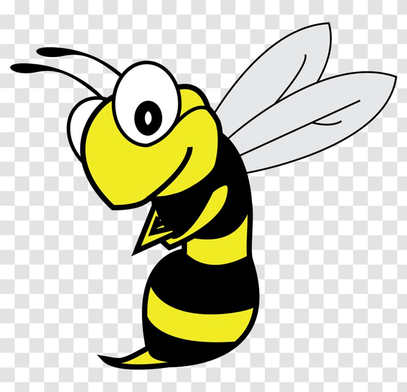 Honey Bee Cartoon White Clip Art - Black And Transparent PNG
