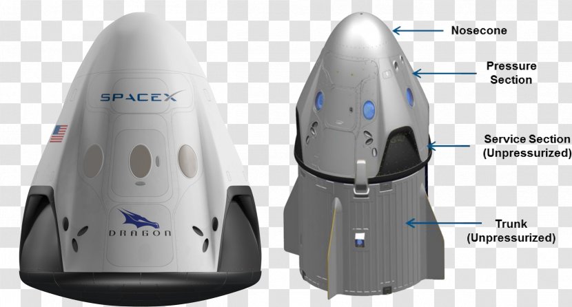 SpaceX Dragon Red Spacecraft V2 - Elon Musk - Nasa Transparent PNG