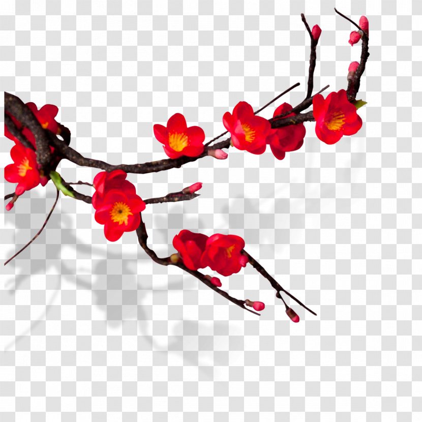 Chinese New Year Plum Blossom Red - Silhouette Transparent PNG
