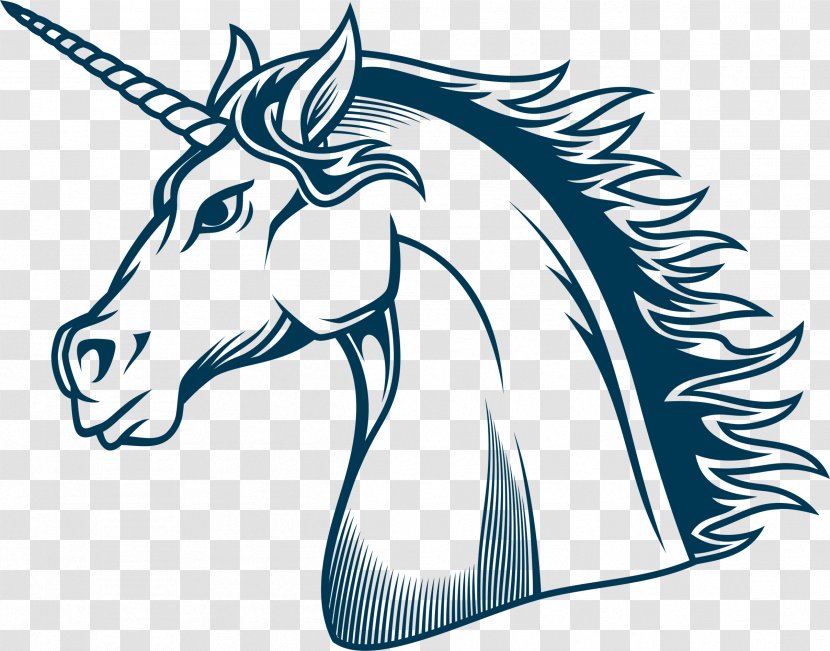 Clip Art Unicorn Mustang Line Cartoon - Wildlife Transparent PNG