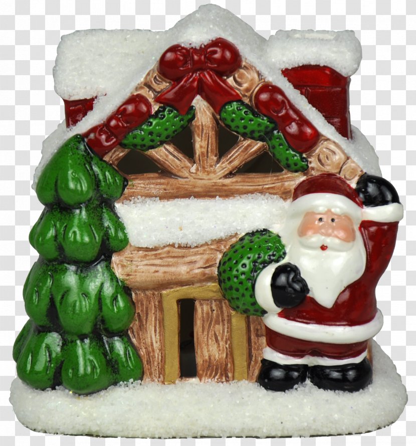 Christmas Ornament Santa Claus Ceramic Gingerbread House - Export Transparent PNG