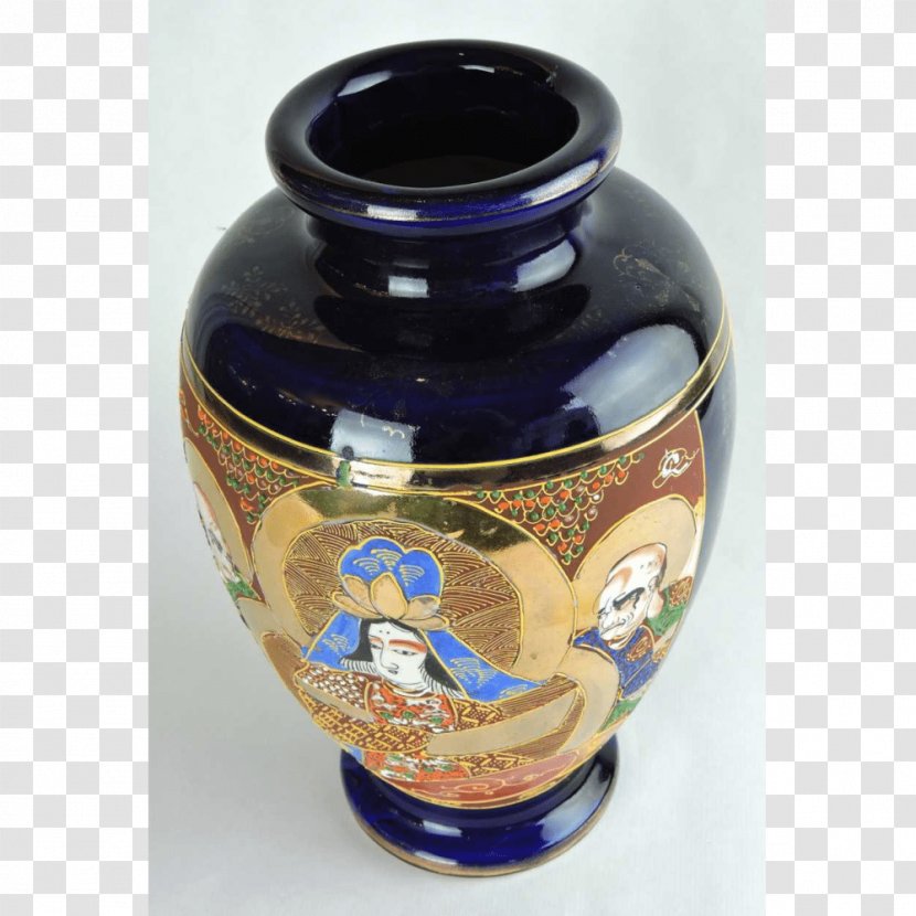 Ceramic Vase Pottery Cobalt Blue Urn - Hand Painted Transparent PNG