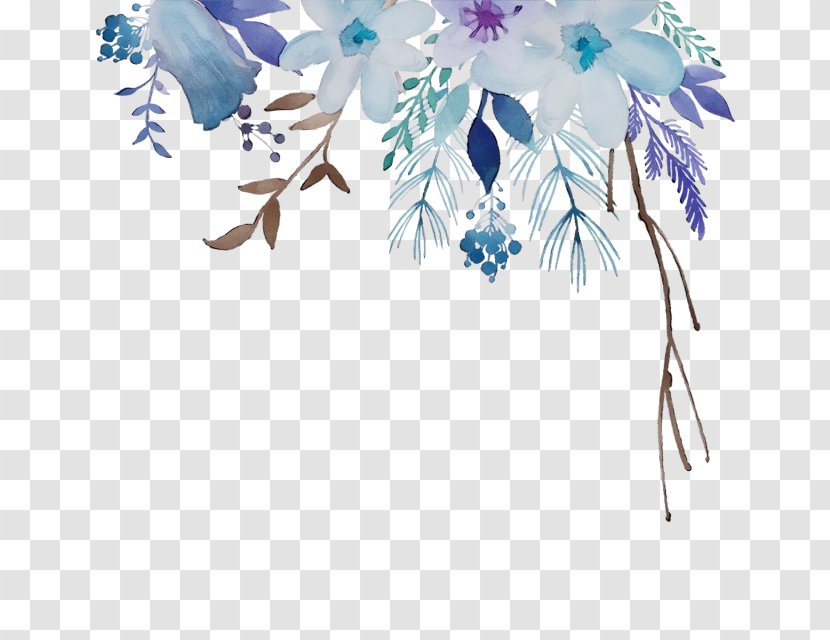 Watercolor Flower Background - Wet Ink - Feather Twig Transparent PNG