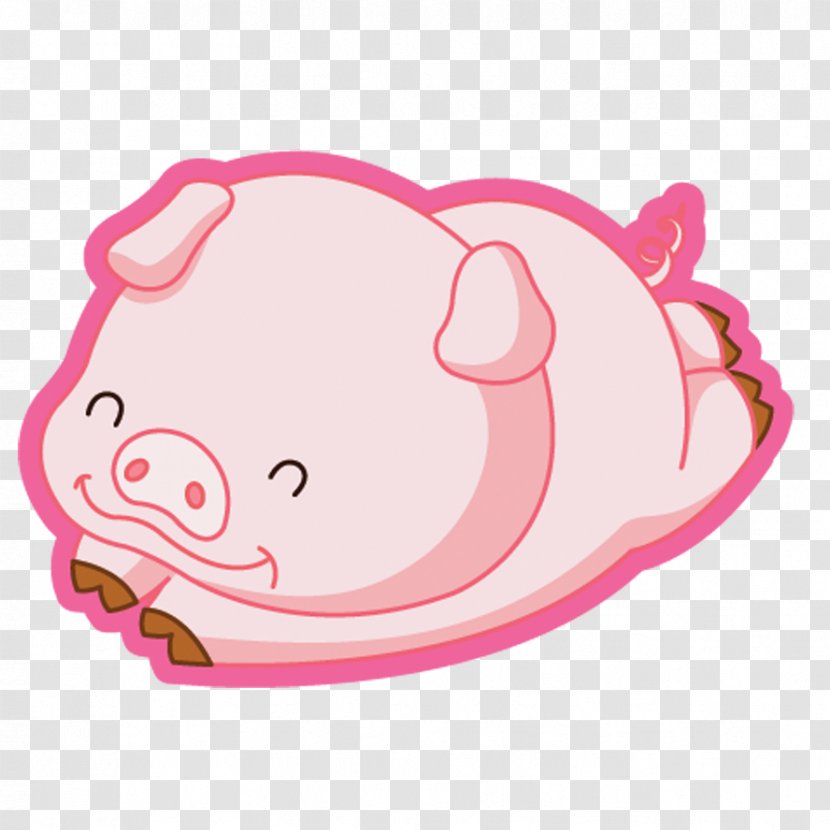 Domestic Pig Cartoon Cuteness Clip Art - Pink Transparent PNG