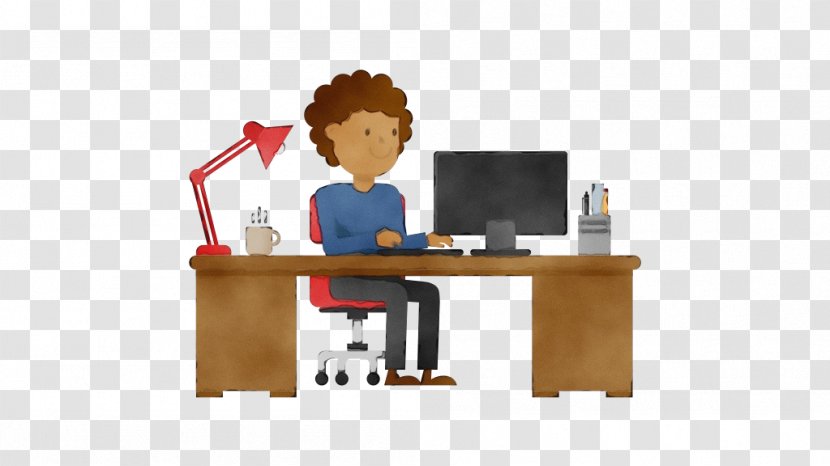 Watercolor Cartoon - Computer Desk - Employment Job Transparent PNG