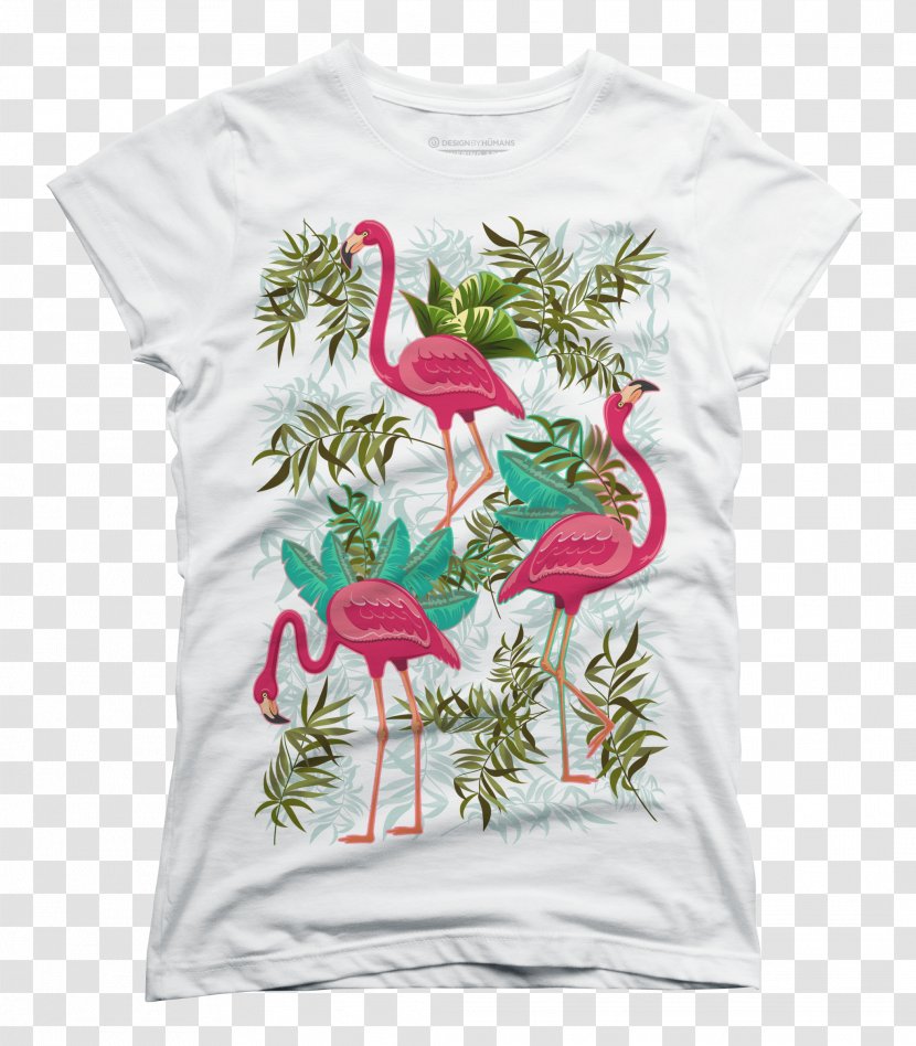 Printed T-shirt Flamingo Top - Casual - Printing Transparent PNG