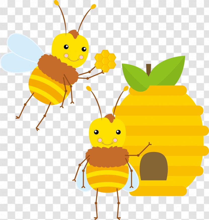 Bee Apis Florea Illustration - Hexagon - Nest Hornet's Transparent PNG