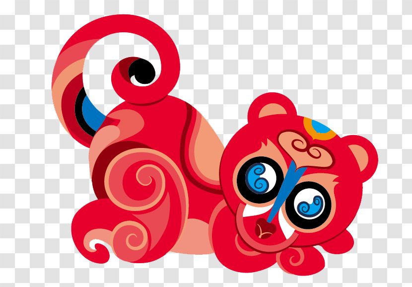 Monkey Cartoon Illustration - Red - Cute Transparent PNG