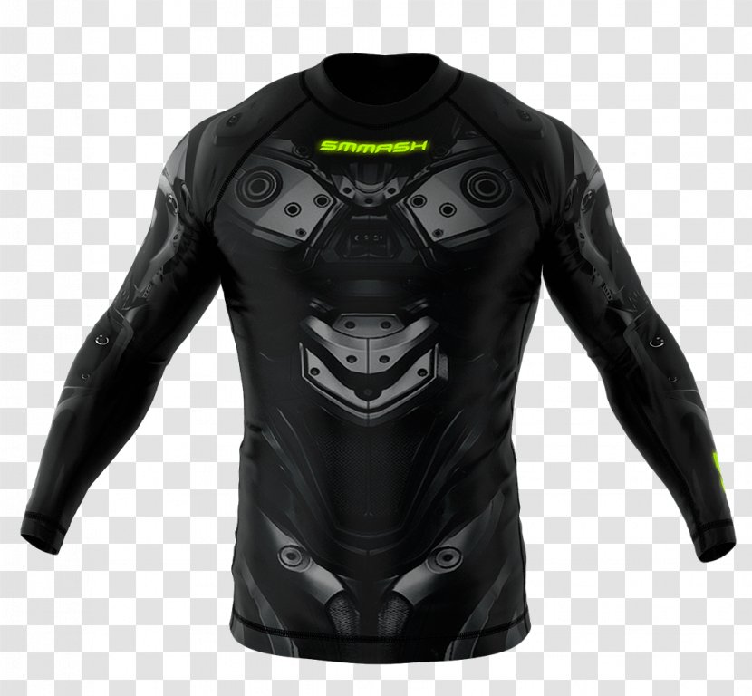 Rash Guard T-shirt Sleeve Clothing Leather Jacket - Top Transparent PNG