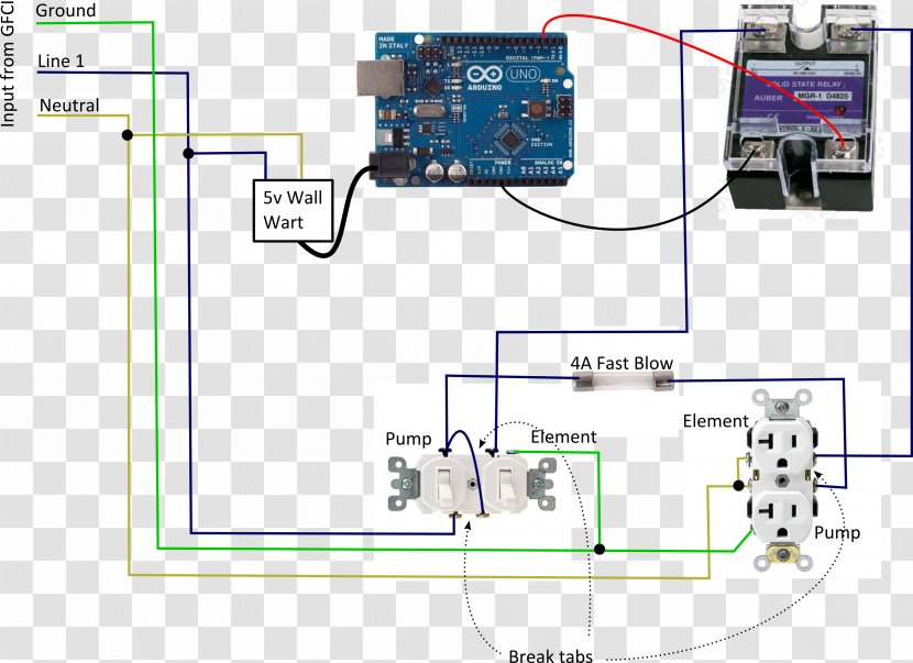 Electrical Network Wiring Diagram Microcontroller Arduino - Threephase Electric Power - Trip & Transparent PNG