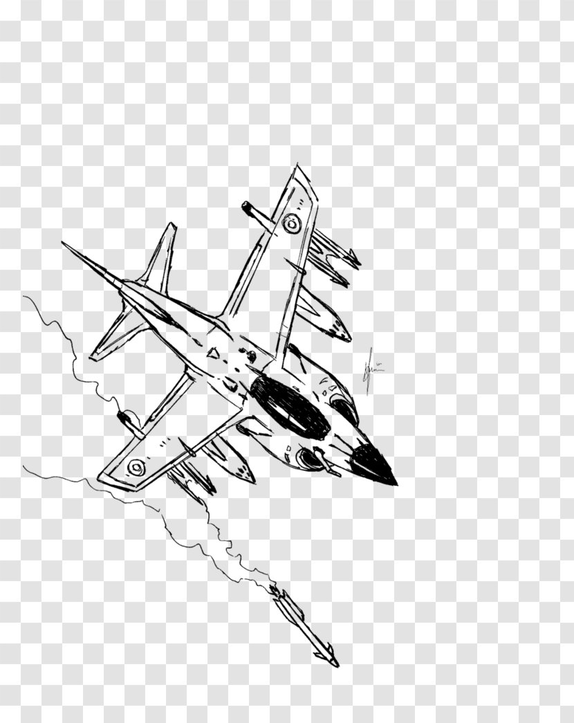 Airplane British Aerospace Sea Harrier Aircraft II Jump Jet - Line Art - Plane Sketch Transparent PNG