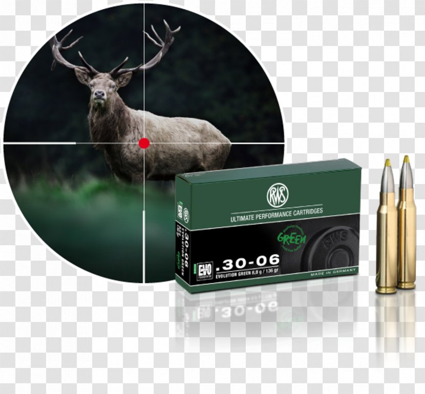 .30-06 Springfield Green Bullet Ammunition Weapon RWS - Hunting Transparent PNG