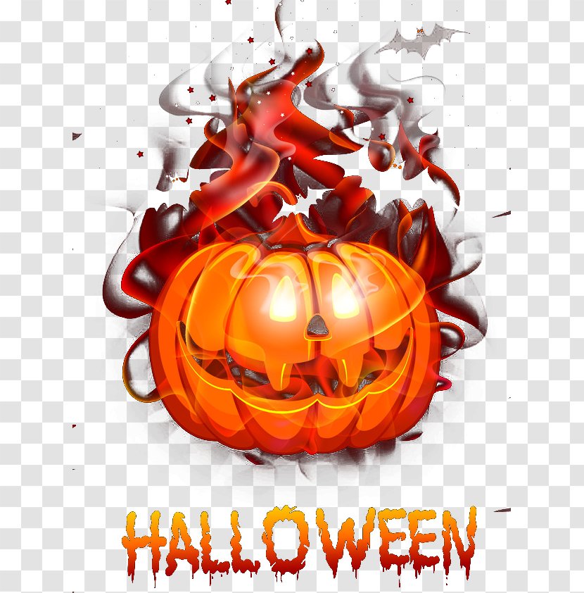 Calabaza Jack-o-lantern Pumpkin Halloween - Fruit - Fire Transparent PNG
