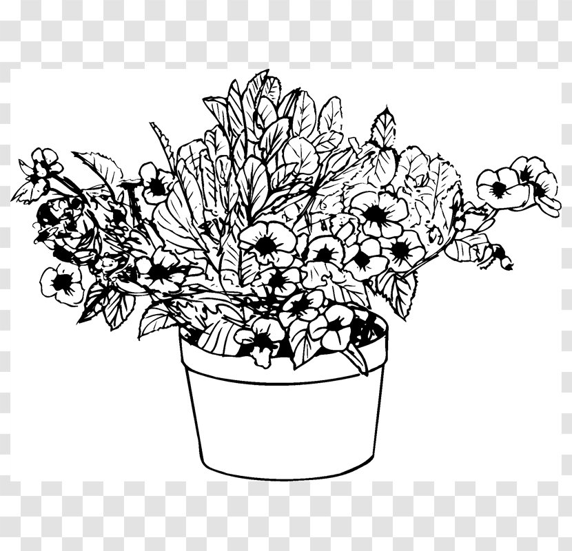 Floral Design Drawing /m/02csf Cut Flowers Monochrome - Flowerpot - Pelargonium Transparent PNG