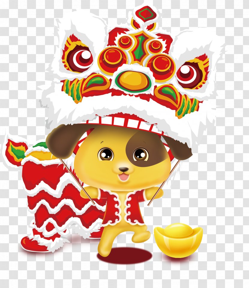 Chinese New Year Dog Years Eve Day - Dancing Lion Puppy Transparent PNG