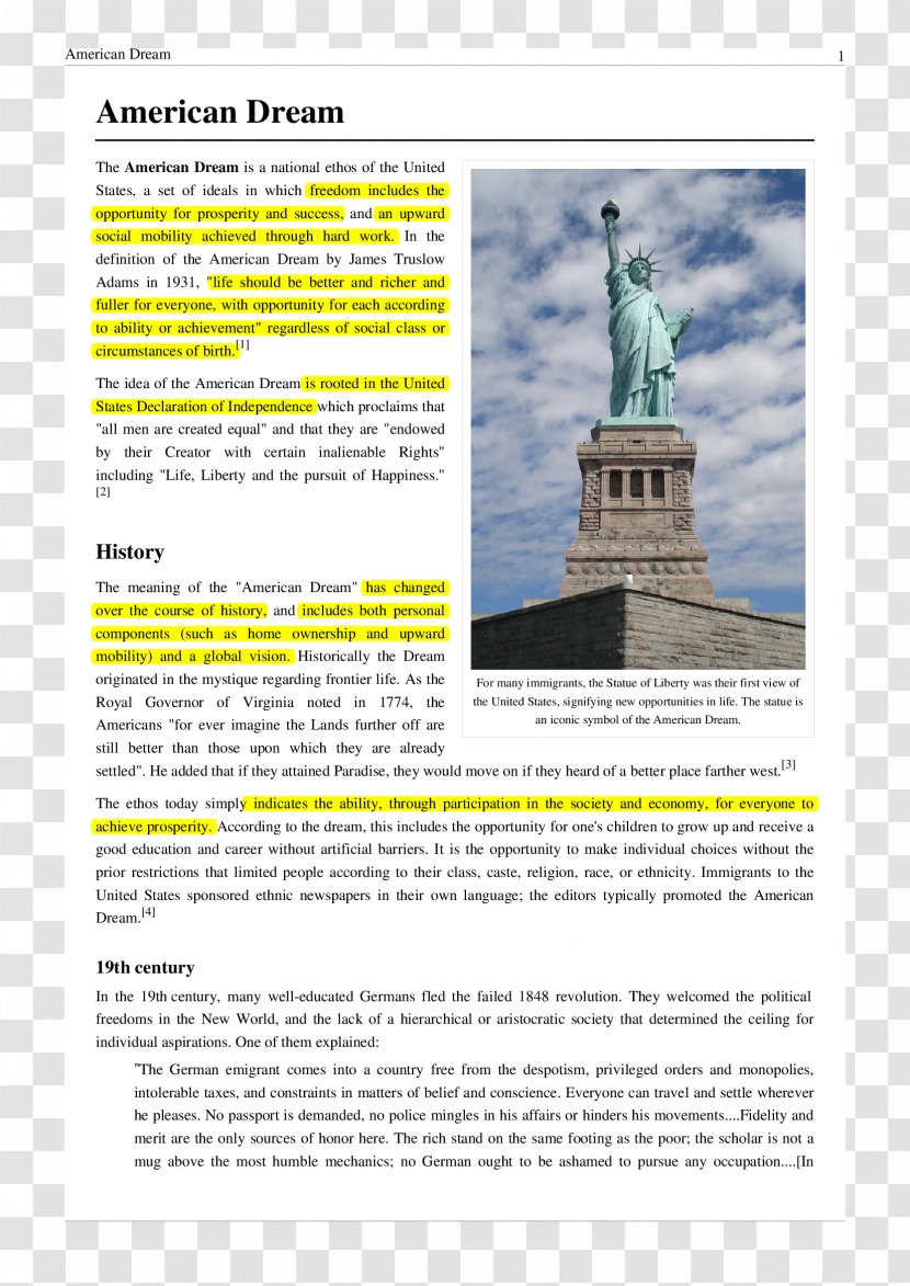 Death Of A Salesman ENotes Statue Liberty Essay American Dream - United States Transparent PNG