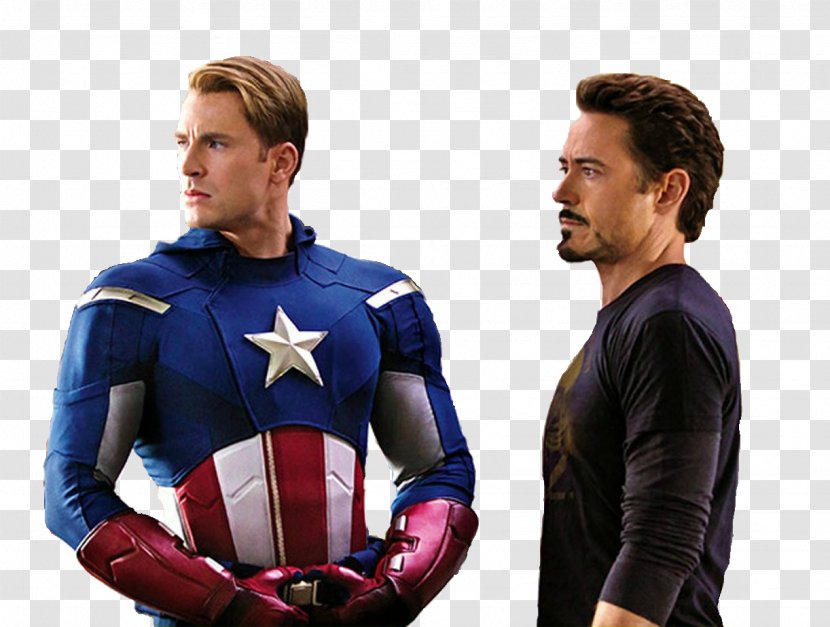 Robert Downey Jr. Marvel Avengers Assemble Captain America Iron Man Chris Evans - Sleeve - Jr Transparent PNG