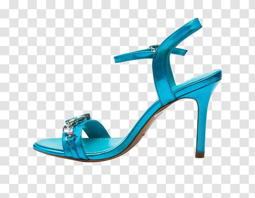 Sandal Blue High-heeled Footwear Shoe - A Lady Transparent PNG