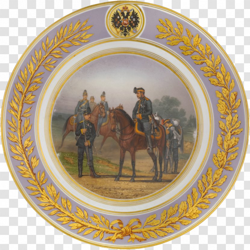 Ruzhnikov Plate Imperial Porcelain Factory Division - 9th Infantry - Dragoon Transparent PNG