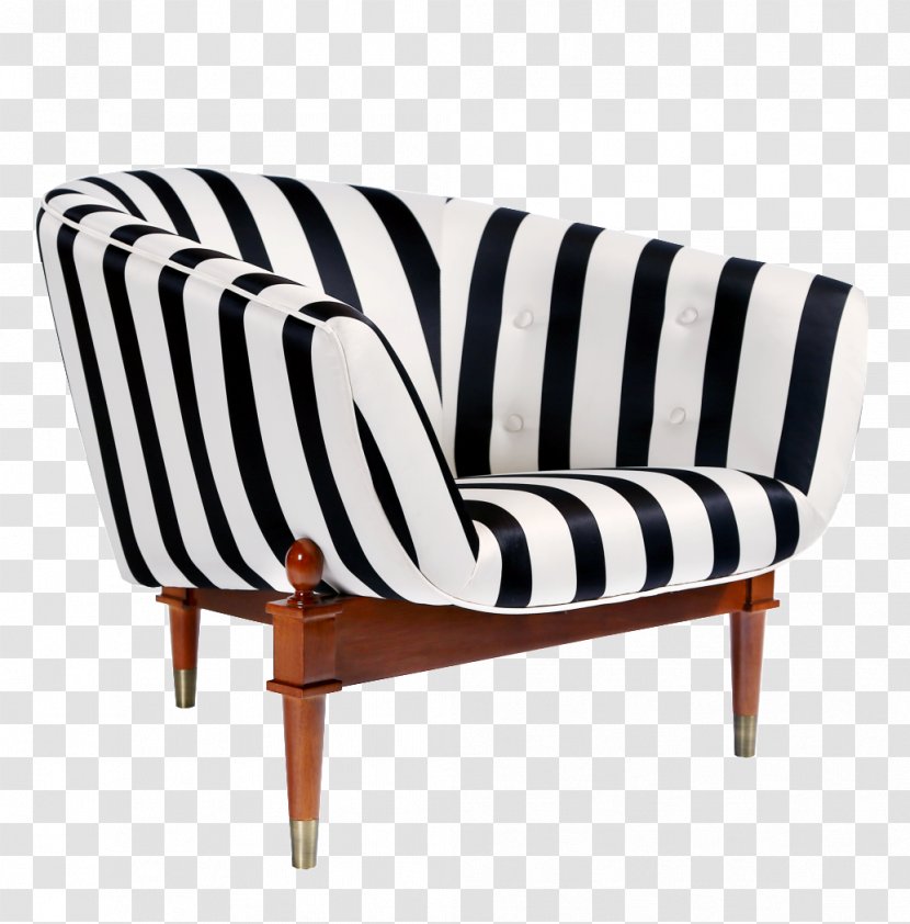 Couch Furniture Club Chair Bar Stool - Black And White Striped Sofa Transparent PNG