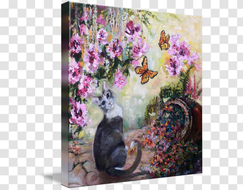 Painting Canvas Print Cottage Garden Acrylic Paint Art - Watercolor Butterfly Transparent PNG