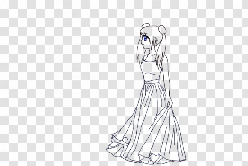 Finger Gown Drawing Line Art Sketch - Human - Princess Outline Transparent PNG