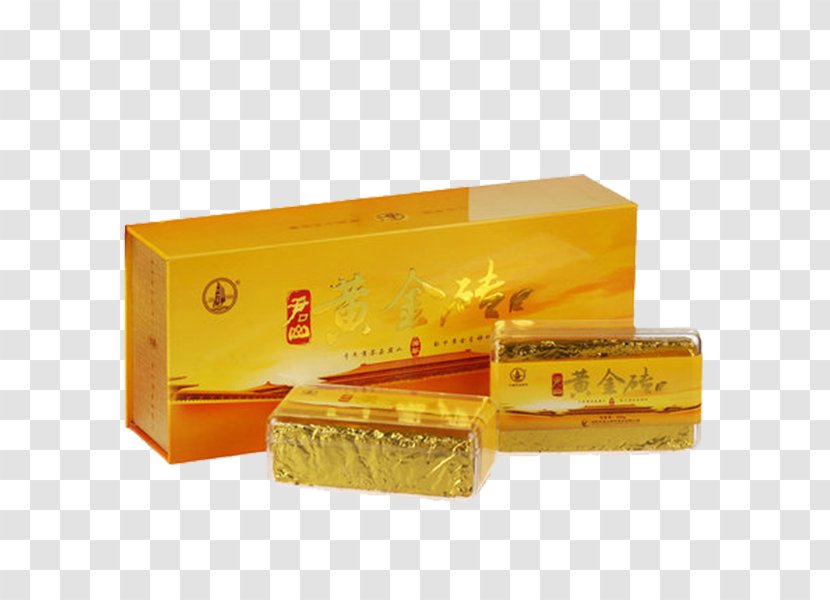 Junshan Yinzhen Huoshan Huangya Tea Yellow Brick - Packaging And Labeling - Gold Transparent PNG