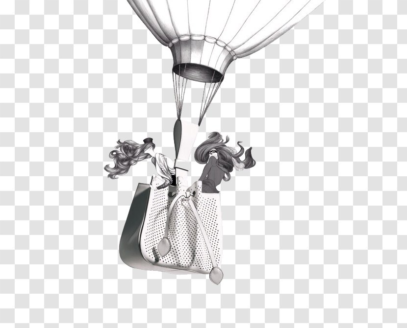 Fashion Illustration Drawing Illustrator Laura Laine - Artist - Women Bag Hot Air Balloon Transparent PNG