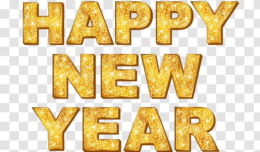 New Year's Day - Text - Gold Happy Year English WordArt Transparent PNG