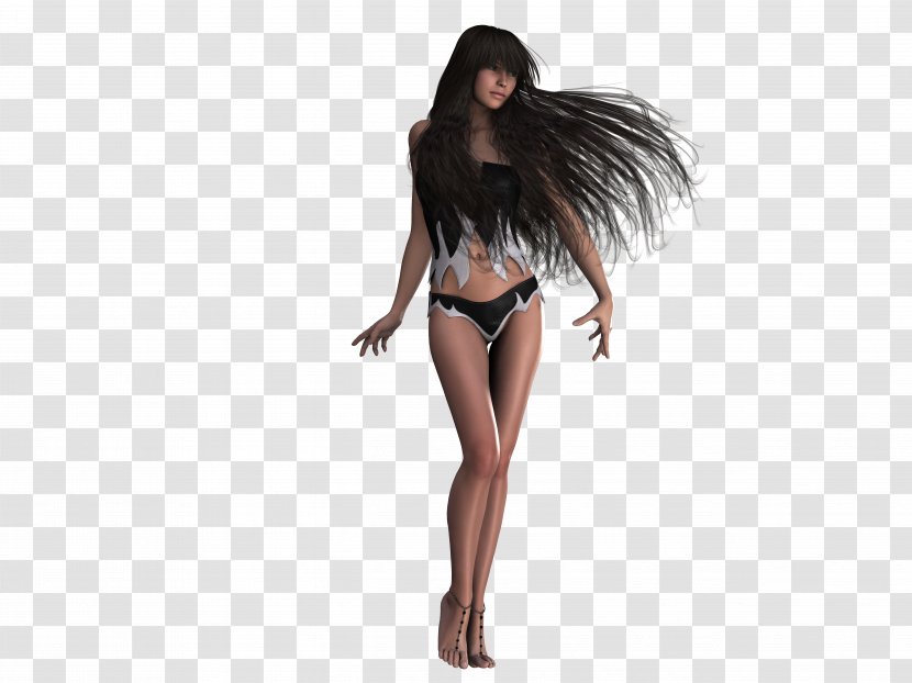 Long Hair Model Black Artificial Integrations - Frame - Hairdressing Transparent PNG