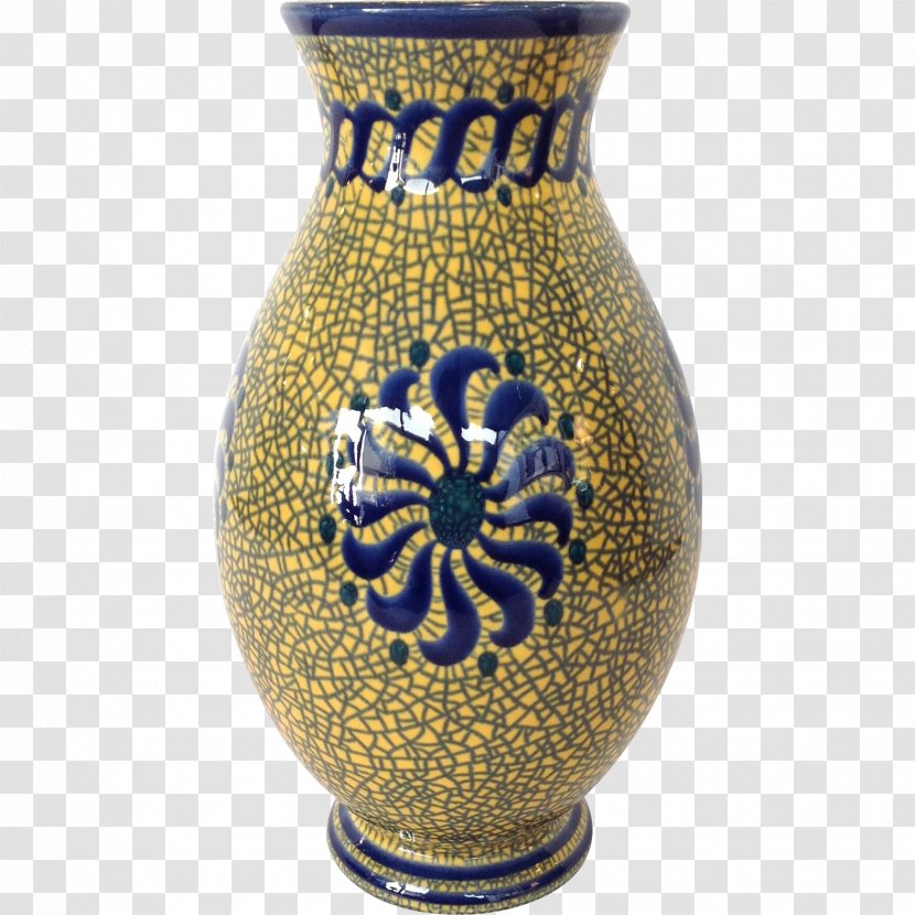 Vase Ceramic Cobalt Blue - Bronze Drum Design Transparent PNG