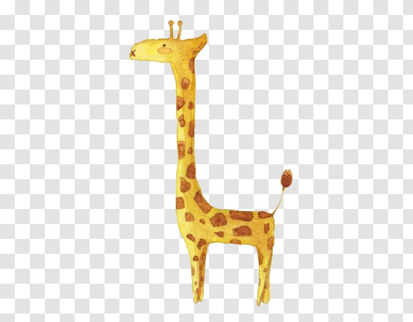 Giraffe Illustrator Watercolor Painting Illustration - Cartoon Pink Puppet Element,Lovely Hand-painted Deer Transparent PNG