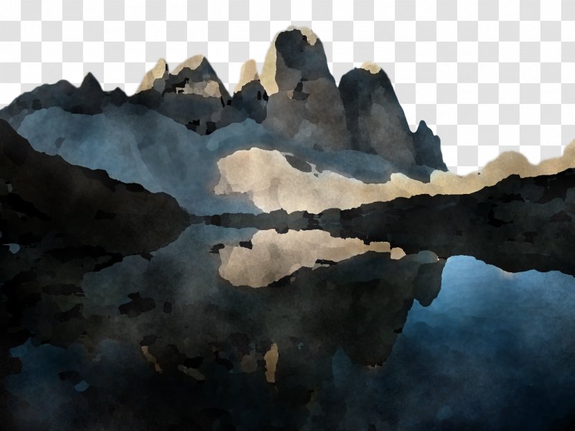 Nature Rock Natural Landscape Watercolor Paint Reflection - Water - Glacial Landform Formation Transparent PNG